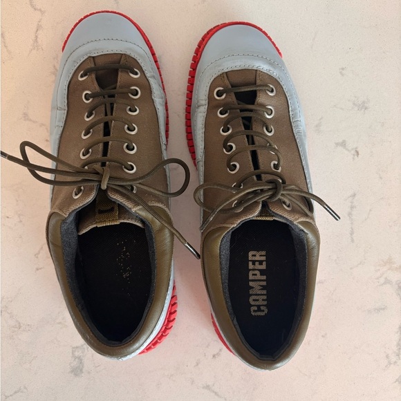 Camper Men's Sneakers in Brown and Light Blue with Red Soles Size 39 - Picture 2 of 10